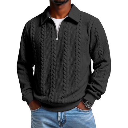 Men's Fall Winter Outfits Knitted Polo Neck Long Sleeve Sweatshirt for Daliy Wear