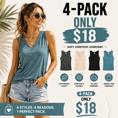 Tank Tops for Women Summer V Neck T Shirts Trendy Sleeveless Basic Tee Loose Fit