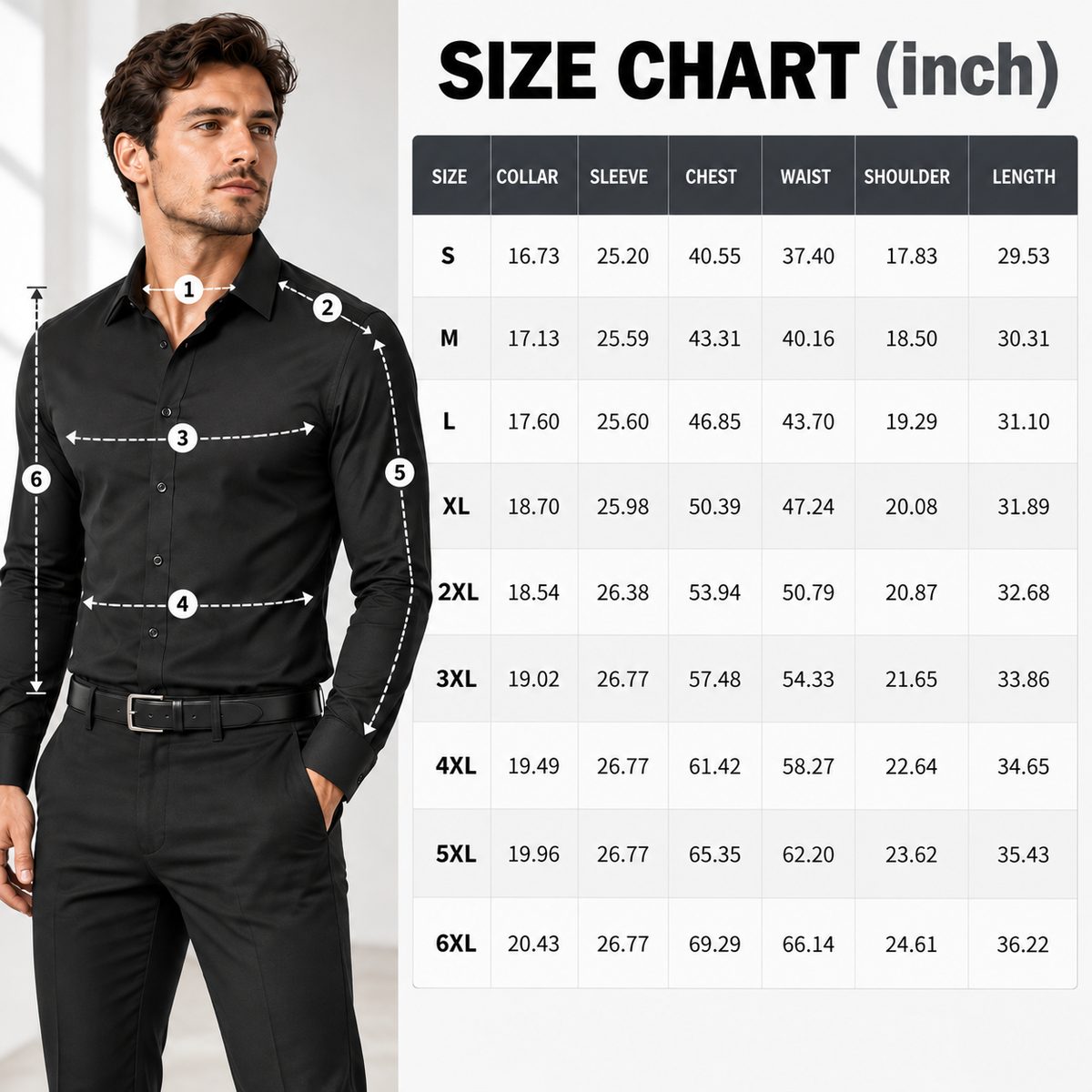 Men's Stretch Dress Shirt – Slim-Fit, Muscle-Contouring, Non-Iron Button-Down