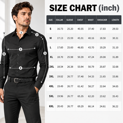 Men's Stretch Dress Shirt – Slim-Fit, Muscle-Contouring, Non-Iron Button-Down