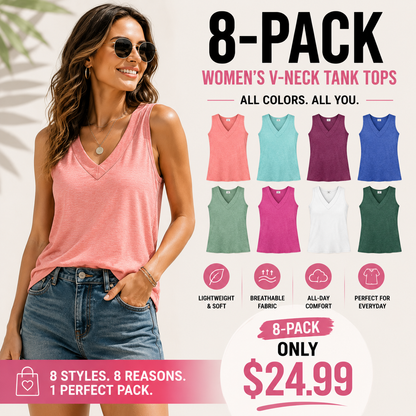 Tank Tops for Women Summer V Neck T Shirts Trendy Sleeveless Basic Tee Loose Fit