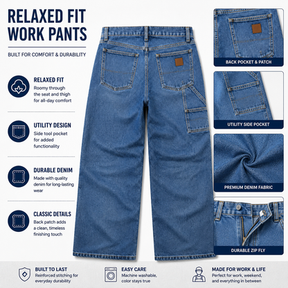 Men's Loose Fit Washed Duck Utility Work Pant 9-PACK with 7 Pockets