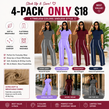 High Waist Contrast Stripe Wide Leg Pants
