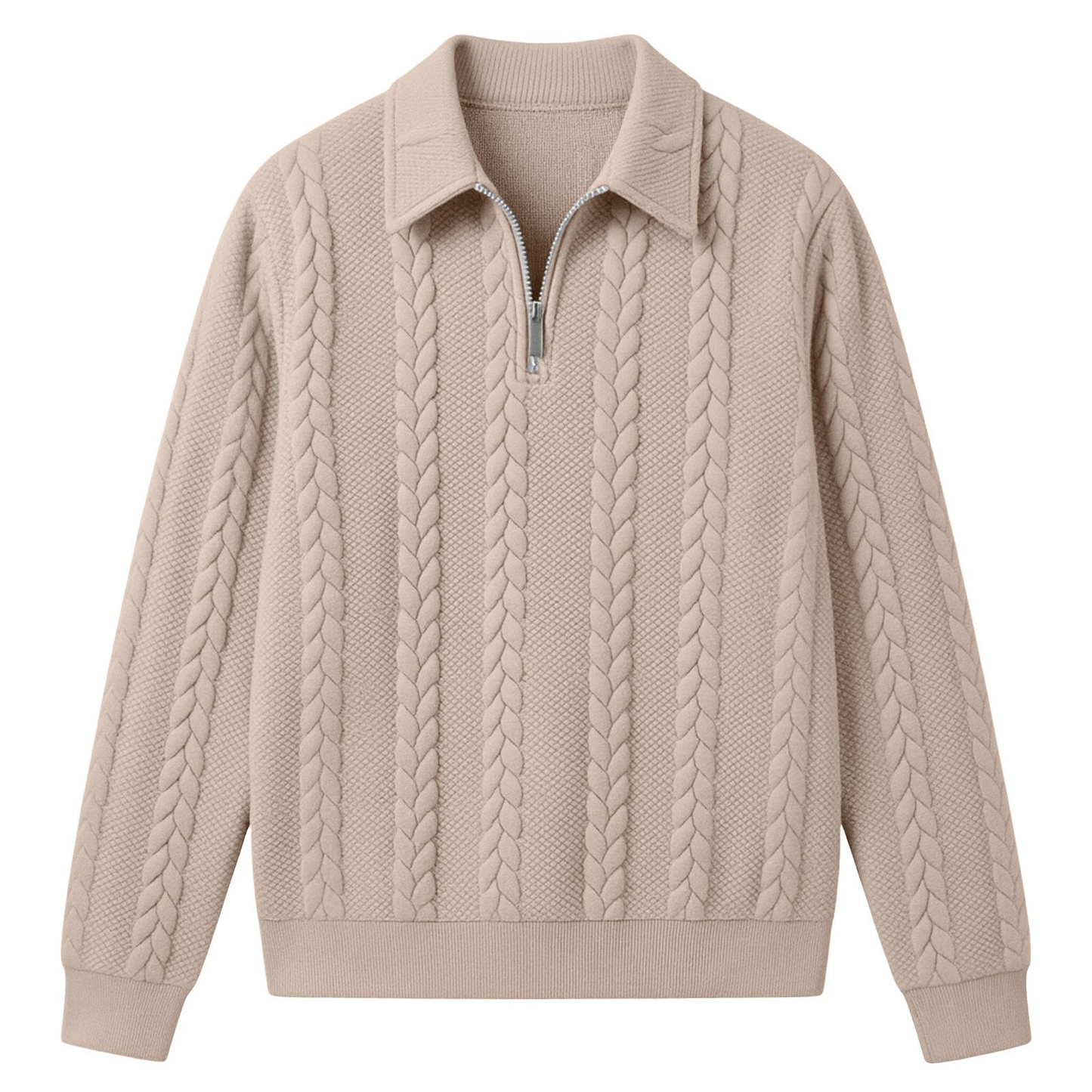 Men's Fall Winter Outfits Knitted Polo Neck Long Sleeve Sweatshirt for Daliy Wear