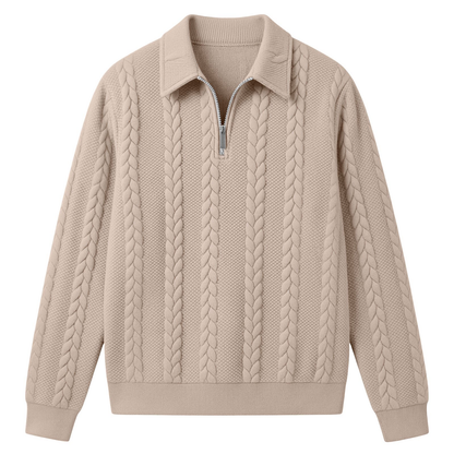 Men's Fall Winter Outfits Knitted Polo Neck Long Sleeve Sweatshirt for Daliy Wear