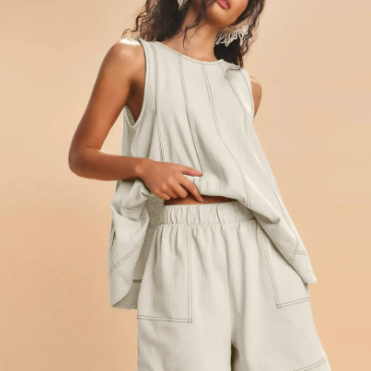 Yeokou Women's 2 Piece Sleeveless Outfit with Shorts