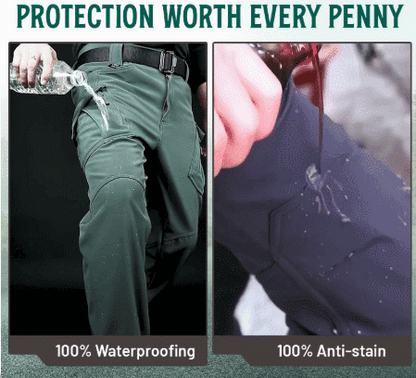 Men's solid color and printed pocket zipper waterproof tactical cargo pants