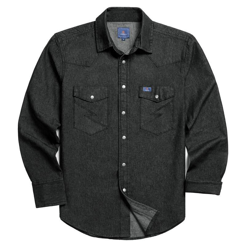 🔥AUGUST HOT-SALE 🔥Men's Long Sleeve Stone-Washed and Pre-Washed Denim Work Shirt