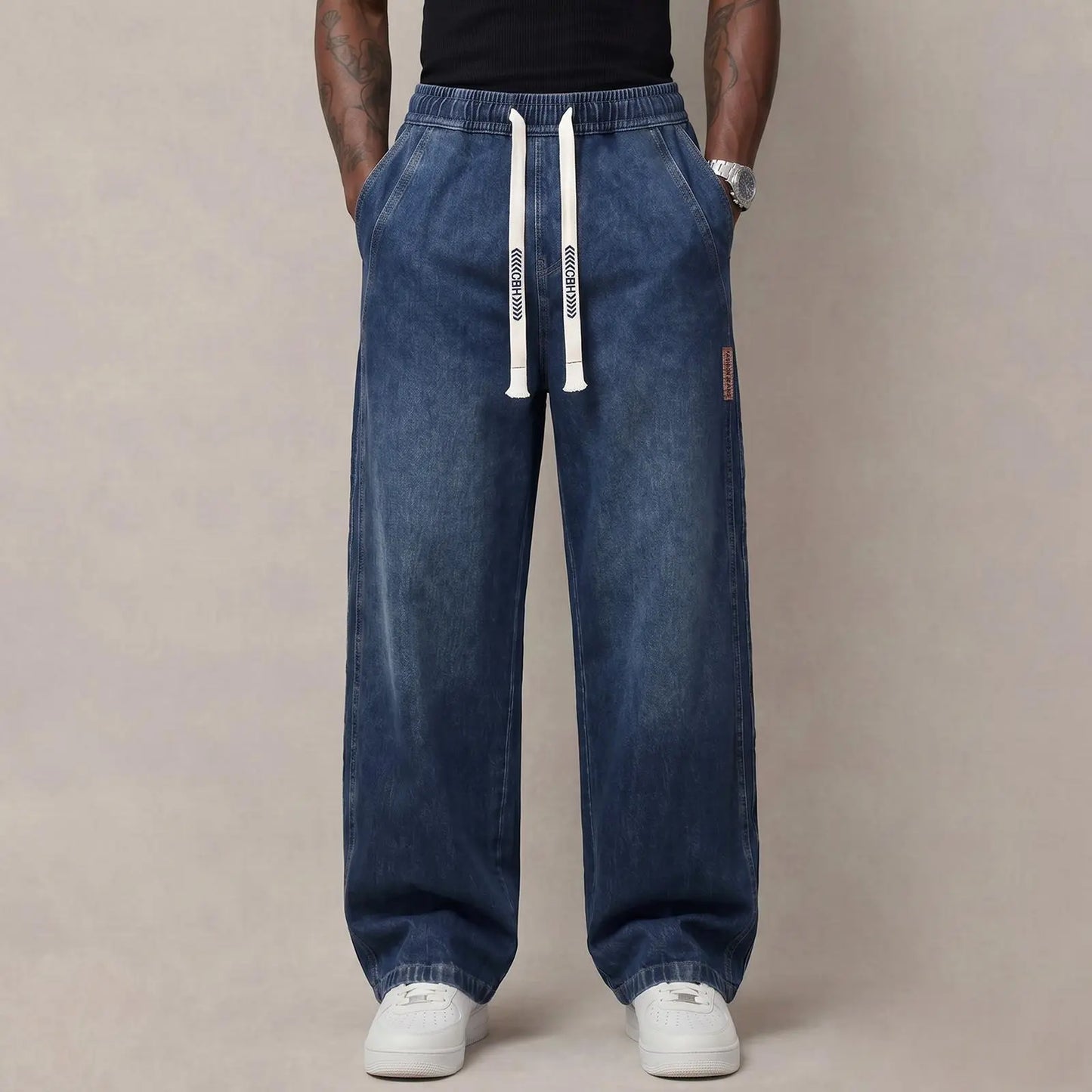 🔥 BEST SELLER | Men's Stretch Cotton Loose-Fit Drawstring Jeans