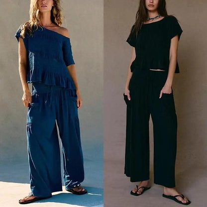 Women's Casual Pocket Two-Piece Set