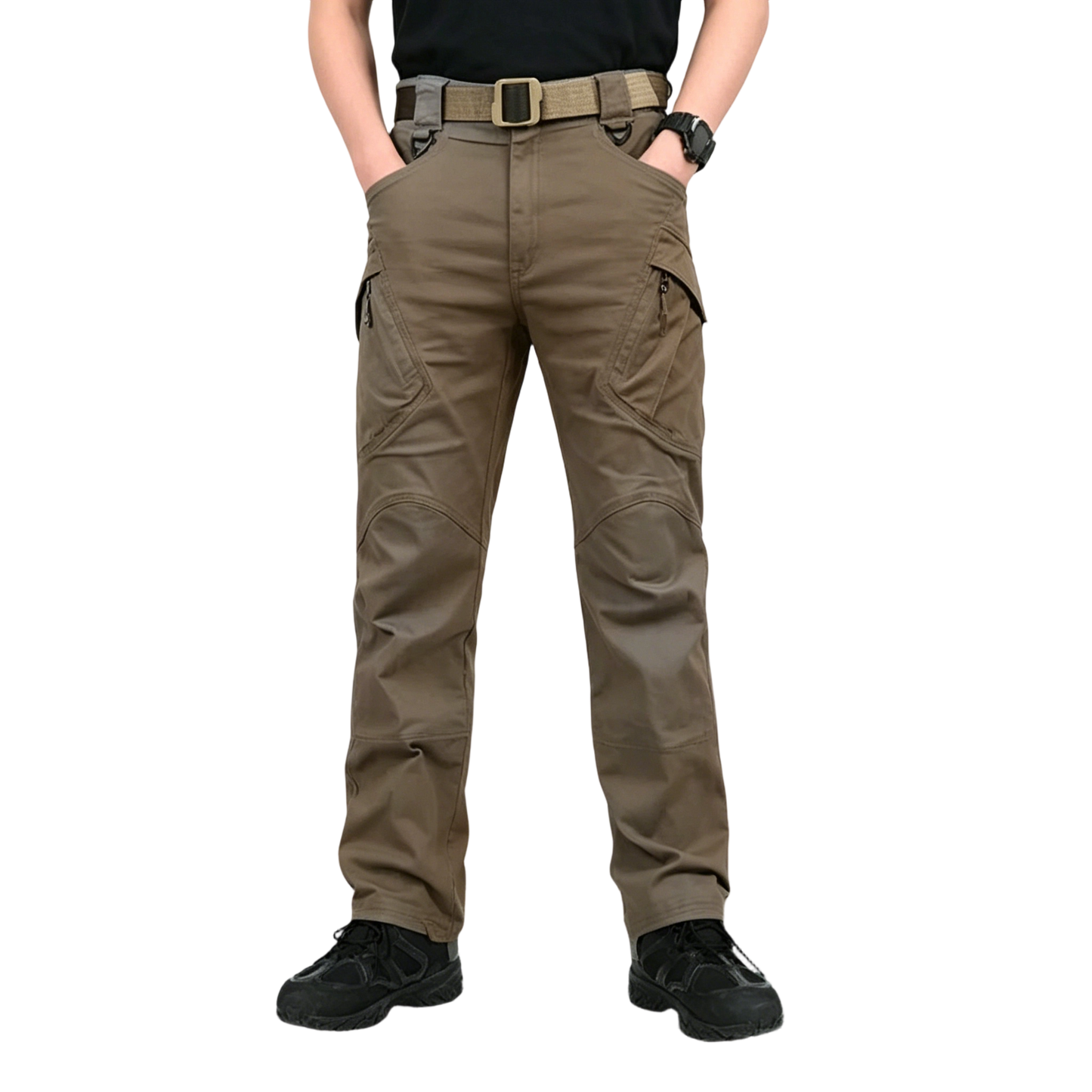 Men's solid color and printed pocket zipper waterproof tactical cargo pants